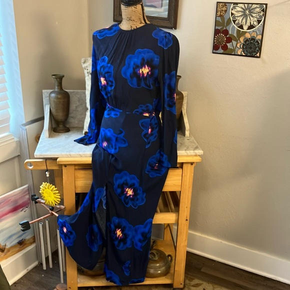 Desigual Blue and Black Long Sleeve Maxi Amazing Dress New M - Picture 1 of 16
